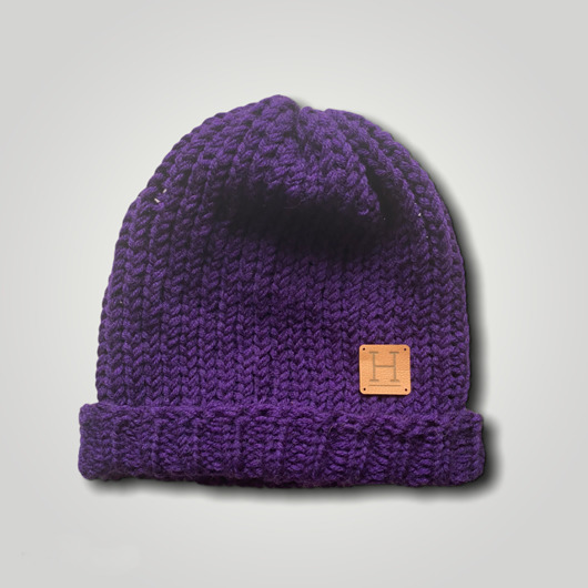Czapka beanie z wełny merynosa 2 w 1 FIOLET HisOutfit