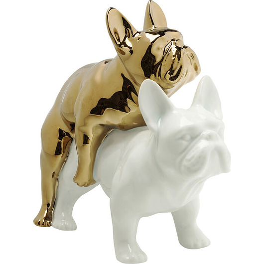 figurki i rzeźby Figurka Miłość, buldożki biało-złote 20cm