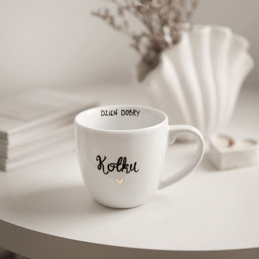 kubki Kubek 300 ml - Napis Dzień Dobry Kotku ze Złotym Sercem