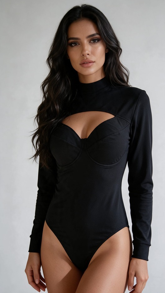 bielizna - inne Bawełniane body WICTORIA z ozdobnym dekoltem i miseczkami