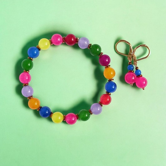 komplet biżuterii RAZEM TANIEJ! summer collection : bransoletka i kolczyki : jadeit II