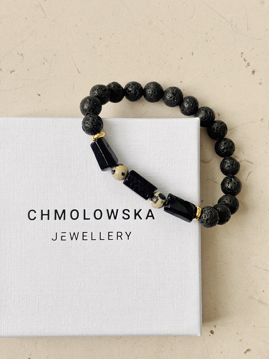 biżuteria męska Bransoletka męska Jaspis Dalmatyński i Turmalin