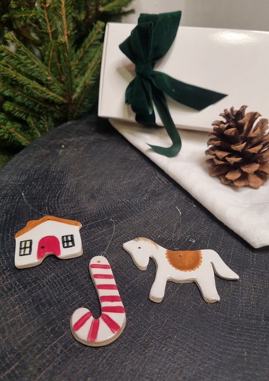 ozdoby choinkowe Zestaw 3 ręcznie malowanych zawieszek