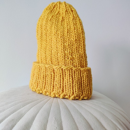 czapki damskie Wełniana żółta czapka WOOLLY YELLOW