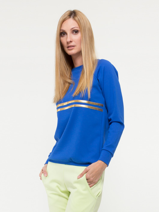 bluza bez kaptura damska Bluza kobaltowa YY700156_RAL5005_1021