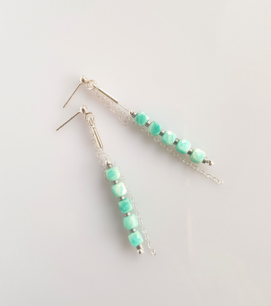 kolczyki z kamieniami Kolczyki srebrne z amazonitem