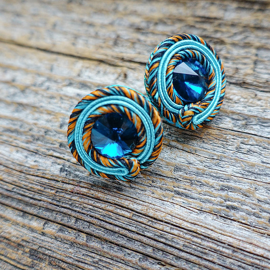 kolczyki soutache Turkusowe kolczyki soutache