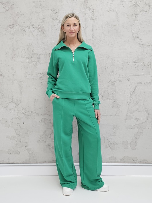 komplety damskie Kissa wygodny komplet z rozpinaną bluzą Spring green