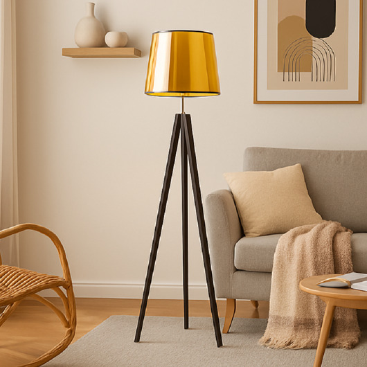 lampy podłogowe Lampa stojąca do salonu ze złotym kloszem ARUBA MIRROR