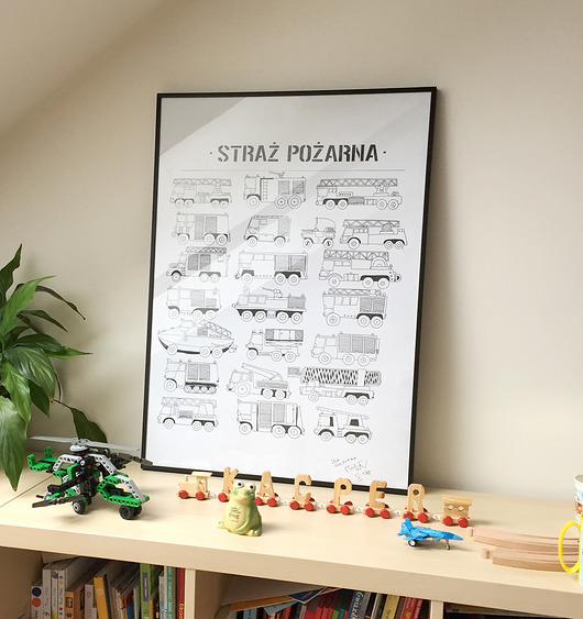 50x70cm Straż pożarna - plakat do pokoju dziecka Tiny Machinery
