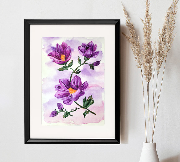obrazy Oryginał- Akwarela i kredka- Kwiat
