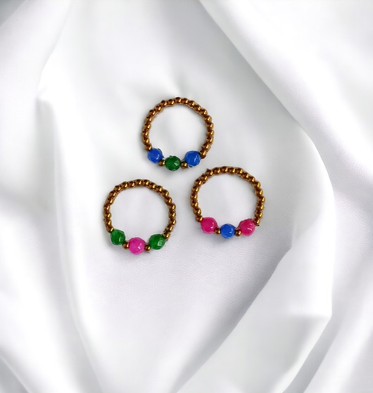 pierścionki elastyczne Pierścionek RAZEM TANIEJ! 3 pierścionki : golden summer : jadeit, hematyt