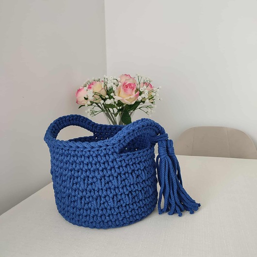 kosze do przechowywania Koszyk szydełkowy ze sznurka bawełnianego 20cmx15cm