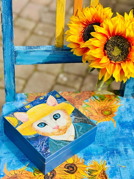 skrzynki, kufry i pudła Kuferek dla miłośnika sztuki, Van Gogh, prezent, na biżuterię