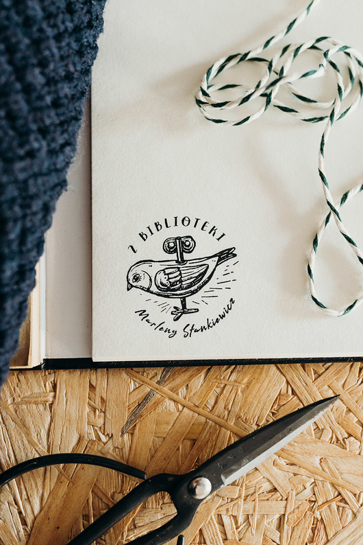stemple Stempel Ex Libris "Nakręcany ptaszek" - Zestaw