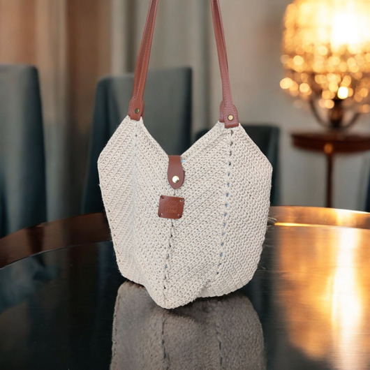 torby na ramię Tulipan torebka shoperka ecru