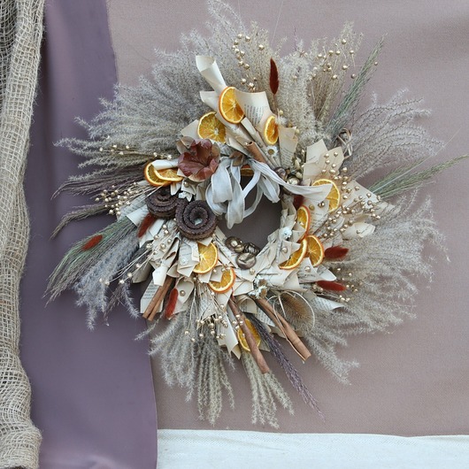 wianki Wianek dekoracyjny  ,,Sen zimowy pomarańczowy"