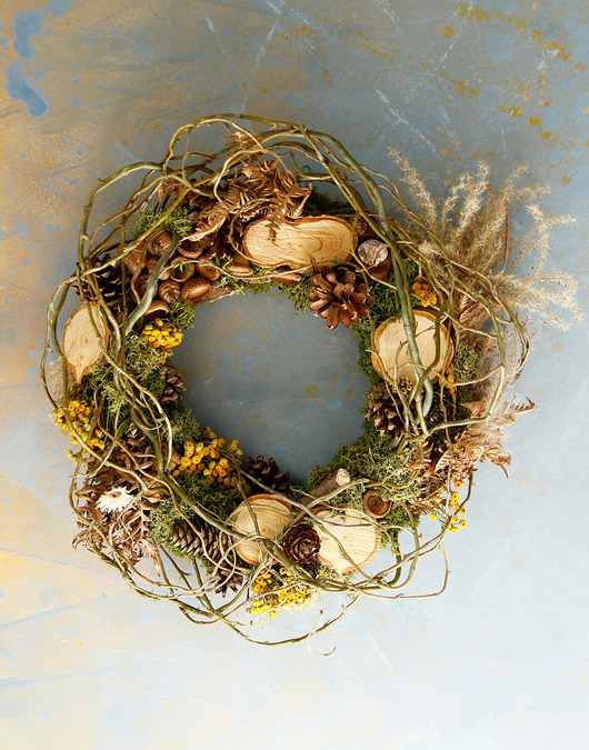 wianki Wianek naturalny z mchem i gałązkami