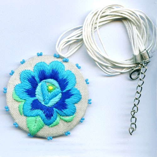 medalion RAW cotton blue na ludowo