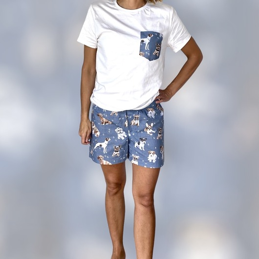 piżamy damskie Piżama Unisex bawełniana w pieski