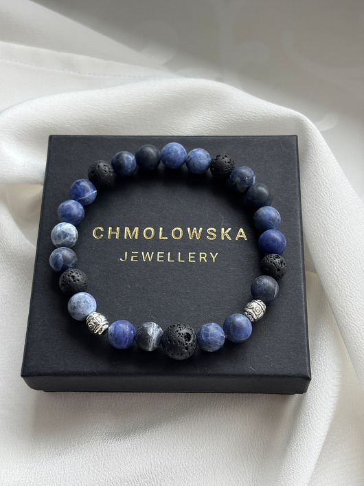 biżuteria męska Bransoletka męska Sodalit i Lawa