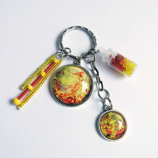 breloki Breloczek - Jesień, liście, koraliki