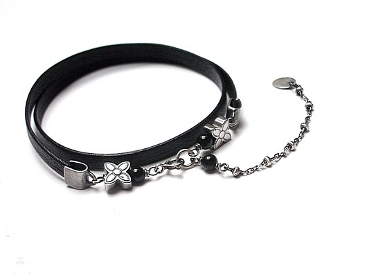 Choker 2 w 1  /black flower/  - naszyjnik Katia i krokodyl