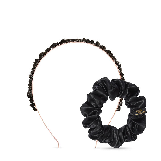 opaski do włosów CRYSTALLOVE Obsidian energy hair set