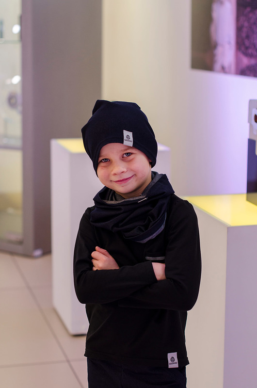 Czapka z Kominem Zestaw Chłopięcy granatowy GEEKID