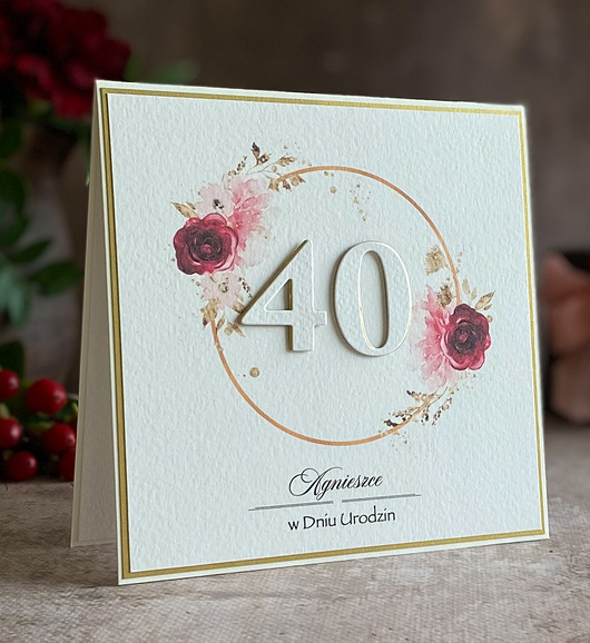 kartki scrapbooking Kartka urodzinowa z kopertą prezentową, BH 50b