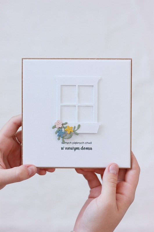 kartki scrapbooking Okno. Kartka na parapetówkę