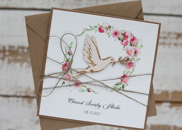 kartki scrapbooking Oryginalna kartka na chrzest z kopertą