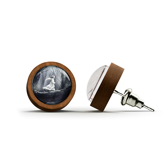 kolczyki drewniane Kolczyki drewniane - Magiczny las - sztyfty