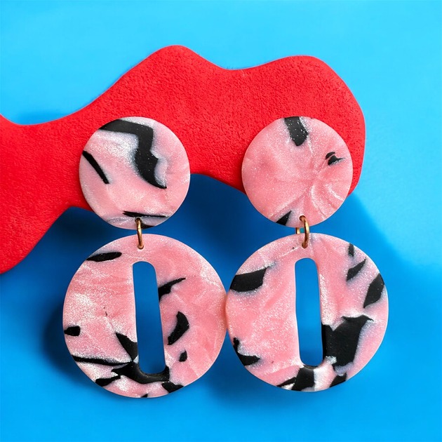 kolczyki z masy plastycznej Kolczyki Pink pearl