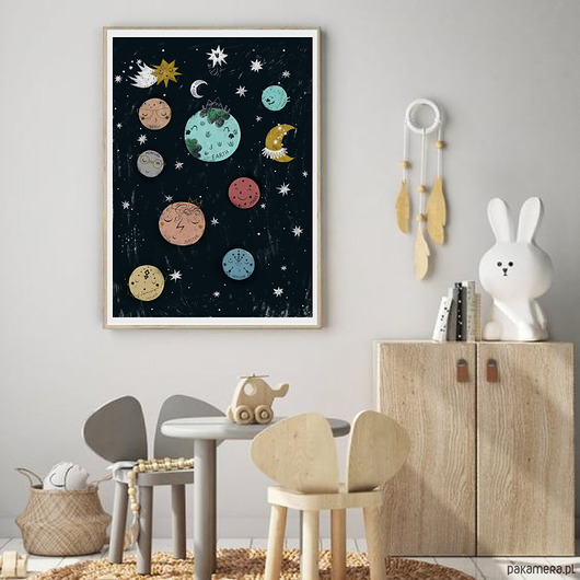 obrazy i plakaty do pokoju dziecięcego Zwariowane planety  50x70 cm