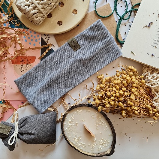 opaski do włosów Ana Moroles, Opaska wełniana 100 % merino, szara