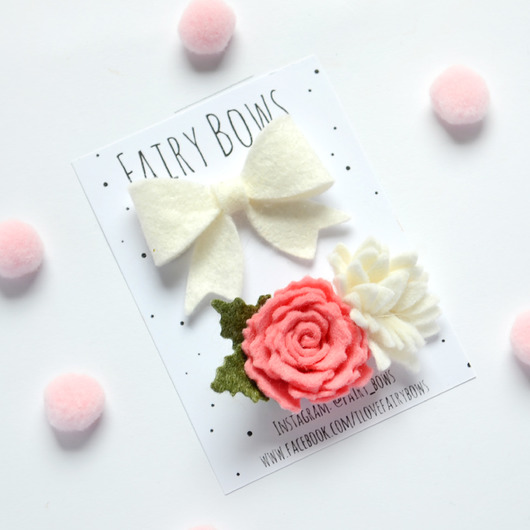 ZESTAW spinek lub opasek kokardki i kwiatki FairyBows