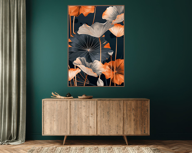 plakaty Liście lotusu - Plakat, druk - Chiński Orient, Harmonia Zen, Wabi Sabi #87