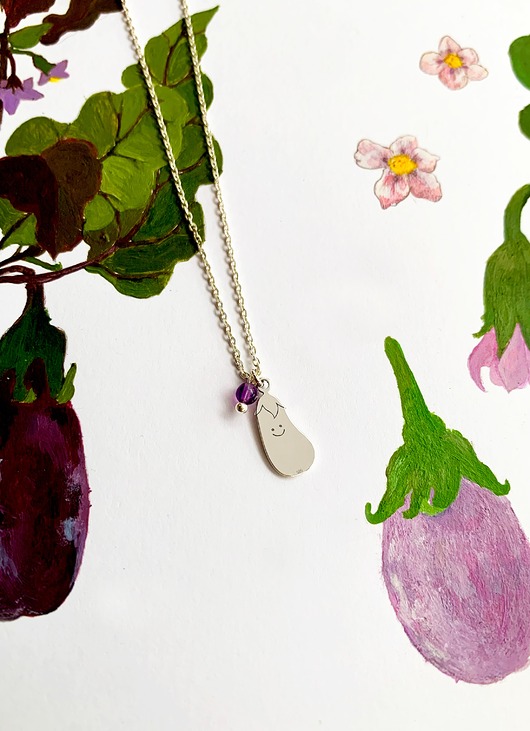 srebrne naszyjniki Bakłażan- Happy Aubergine- Naszyjnik