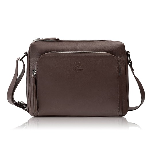 torby na ramię Torebka damska na ramię skórzana brązowa klasyczna miejska Paolo Peruzzi