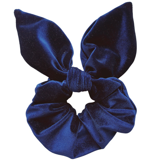 gumki do włosów Gumka do włosów granatowa scrunchie welurowa z kokardą