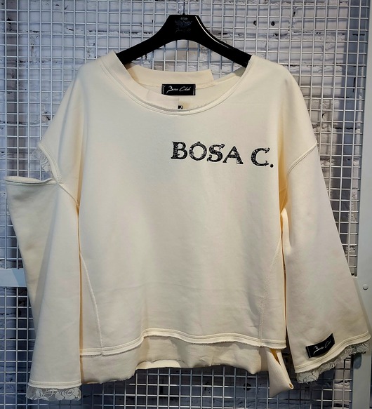bluza bez kaptura damska Bluza z unikatowymi cięciami i koronką