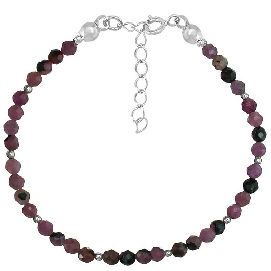 bransoletki z kamieni naturalnych Bransoletka srebrna z kamieni naturalnych rubiny 3 mm