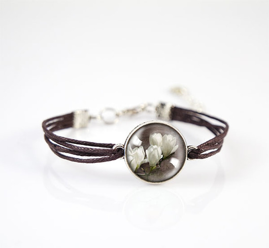 bransoletki ze szkła Bransoletka - Magnolia - brązowa, sznurki
