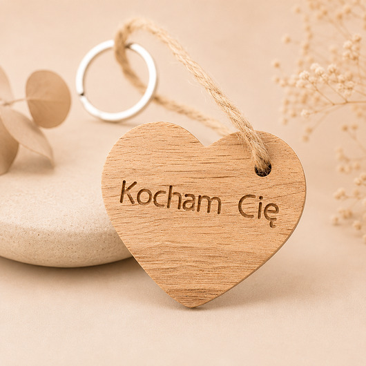 breloki Brelok serce z drewna, Kocham Cię