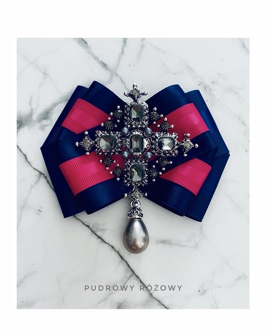 broszki Brosza  z Ogromną ozdobą Glamour! Szara perła