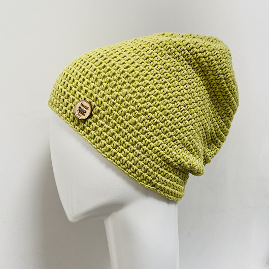 czapki damskie Czapka przejściowa cienka beanie smerf bawełna pistacja