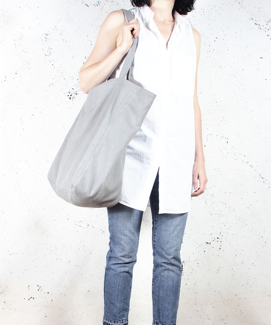 Big Lazy bag torba jasnoszara na zamek / vegan hairoo