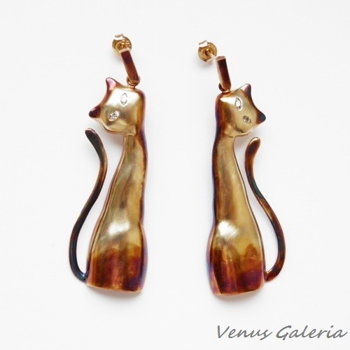   Kolczyki - Brązowe koty duże VENUS GALERIA