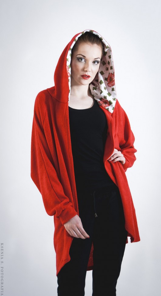 Cardigan z kapturem MonArt  Fashion